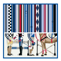 Šátek - Silk scarf Jockey Longchamp