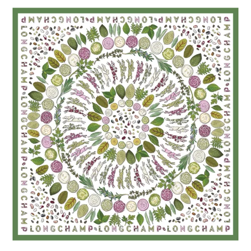 Hedvábný šátek - Silk scarf Longchamp Herbarium
